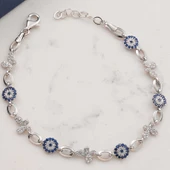 925 Ayar Gümüş Kelebek Nazar Kadın Bileklik thumbnail 1