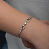 ​925 Ayar Gümüş Kare Zultanit Taşlı Kadın Bileklik thumbnail 5