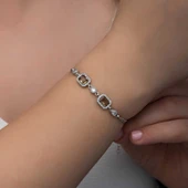 ​925 Ayar Gümüş Kare Zultanit Taşlı Kadın Bileklik thumbnail 4