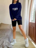 Kadın Uzun Kollu Bisiklet Yaka Desenli Viskon Iki Iplik Bluz - 3