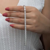 Gümüş Beyaz Taşlı Su Yolu Kadın Bileklik thumbnail 2