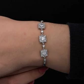 ​925 Ayar Gümüş Baget Taşlı Kadın Bileklik thumbnail 3