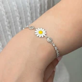 925 Ayar Gümüş Papatya Su Yolu Kadın Bileklik thumbnail 3