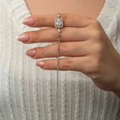 Gümüş Kare Baget Taşlı Kadın Bileklik thumbnail 1