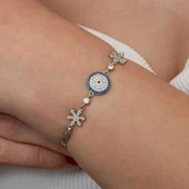 Gümüş Nazarlı Kar Tanesi Kadın Bileklik thumbnail 4