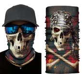 Siyah Renk Üzeri Likralı Korsan Kafatası Baskılı Baf Buff Bandana 30x48 cm - 1
