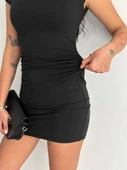 Yarım Bogazlı Kolsuz Mini Boy Elbise - Siyah - 1