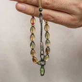 Gümüş 1000 Ayar Kazaz Püsküllü Sıkma Kehribar Tesbih thumbnail 3