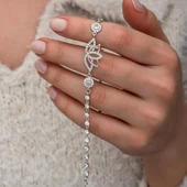 Gümüş Zirkon Taşlı Lotus Kadın Bileklik thumbnail 1