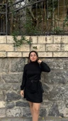 Kadın Uzun Kollu Balıkçı Yaka Kısa şardonlu Kaşkorse Elbise - 7
