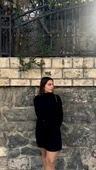 Kadın Uzun Kollu Balıkçı Yaka Kısa şardonlu Kaşkorse Elbise - 4