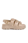 Ayakmod Bej Kalın Taban Kadın Sandalet T-007 Z - 1