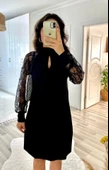 Kadın Uzun Kollu Tül Detay Sandy Mini Boy Elbise - 2