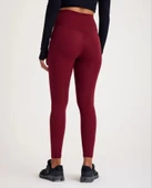 Nonofit Yüksek Bel Düz Sporcu Tayt - Bordo - 2