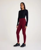 Nonofit Yüksek Bel Düz Sporcu Tayt - Bordo - 3