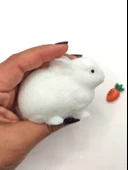 Tavşan Moj Moj Taba Squishy Havuçlu Tavşan Sıkma 7 cm Tüylü Sukuşi - Beyaz - 5
