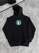 Üç İplik Penye Uzun Kol Kapşonlu SweatShirt - Siyah - 4