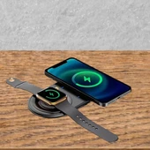 2si 1 Arada Kablosuz Saat-Kulaklık ve Telefon Hızlı Şarj Etme Aparatı - Kablosuz Şarj Aleti - 1