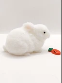 Tavşan Moj Moj Taba Squishy Havuçlu Tavşan Sıkma 7 cm Tüylü Sukuşi - Beyaz - 1
