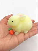 Tavşan Moj Moj Taba Squishy Havuçlu Tavşan Sıkma 7 cm Tüylü Sukuşi - Sarı thumbnail 2