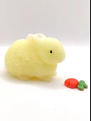 Tavşan Moj Moj Taba Squishy Havuçlu Tavşan Sıkma 7 cm Tüylü Sukuşi - Sarı thumbnail 1