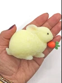 Tavşan Moj Moj Taba Squishy Havuçlu Tavşan Sıkma 7 cm Tüylü Sukuşi - Sarı thumbnail 4