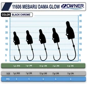 Owner 11606 JH-83G Mebaru Dama Glow Lrf Jig Head  2 Gr 8 No - 2