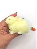 Tavşan Moj Moj Taba Squishy Havuçlu Tavşan Sıkma 7 cm Tüylü Sukuşi - Sarı thumbnail 5