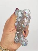 Kelebek Şeffaf Glitter Simli Moj Moj Taba Squishy Sıkma 10x8 cm Simli Sukuşi - Gri - 3