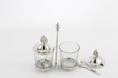 Mikasa Moor Gümüş Standlı Kapaklı 2li Cam Baharatlık 17x7x19cm - 2