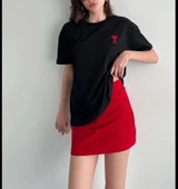 Unisex Bisiklet Yaka Baskılı Oversize T-Shirt - Siyah - 3