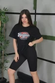 Unisex Baskılı Oversize T-Shirt - Siyah - 1