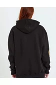 Baskılı Kapüşonlu Sweatshirt - Siyah - 3