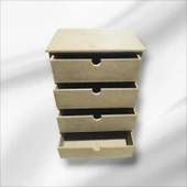 Ahşap boyanabilir 4 geniş çekmeceli takı-aksesuar organizer kutu - 3