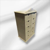 Ahşap boyanabilir 10 çekmeceli takı-aksesuar organizer kutu - 6