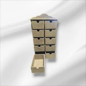 Ahşap boyanabilir 10 çekmeceli takı-aksesuar organizer kutu - 8