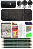 A3 Telli Eskiz Defteri Spiralli Rulo Kalemlik Siyah 24 Bölmeli 12 Renk Kuruboya Dereceli Kalem Hamur Silgi Resim Sanat thumbnail 1