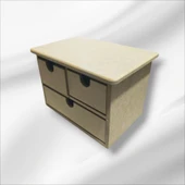 Ahşap boyanabilir 3 çekmeceli takı-aksesuar organizer kutu - 5