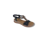 İzlife 244 Kadın Siyah Lastikli Taşlı Tokalı Sandalet Ayakkabı thumbnail 4