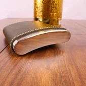 Perlotus 5 Oz 150 cc Haki Yeşil El Yapımı Deri Kılıflı Çelik Viski Cep Matarası - 5