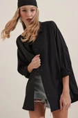 3900 Oversize Uzun Basic Gömlek - Siyah - 2