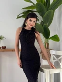 Lers Çiçek Detaylı Elbise - 1
