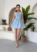 Aria Büzgü Askılı Elbise - 6