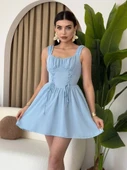 Aria Büzgü Askılı Elbise - 1