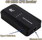 4G Mini CPE Router, Sim Kart Yuvası ile C Tipi Şarjlı, Gigabit Ethernet Yönlendirici RJ45 Portulu - 6