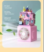 Masaüstü Blok Fan Küçük Masa Vantilatörü, USB Şarj Edilebilir Pil, 3 Hız Güçlü - ZB106 thumbnail 1