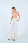 Beli Lastikli Palazo Pantolon - Taş - 2