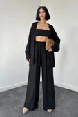 Siyah Alice Gömlek Ve Bol Kesim Pantolon Takım - 1