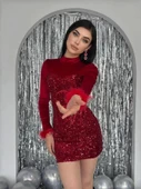 Tepu Tüy Detaylı Elbise - 1