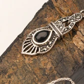 Kemerli Gümüş Zincirli Oltu Taşlı Kolye - 1